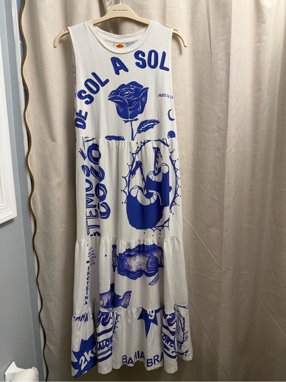 FARM RIO Midi Aquas T-shirt Midi Dress Size L - Picture 8 of 8